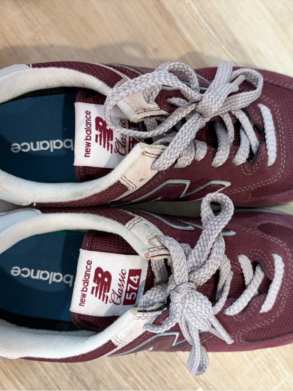 New Balance 574 Sneakers in Burgundy with Light Gray Accents